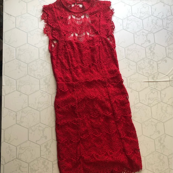 Free People Daydream Lace Dress in Cherry NWT - Picture 3 of 15